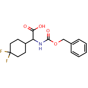 Chemical structure of 2-(benzyloxycarbonylamino)-2-(4,4-difluorocyclohexyl)acetic acid , CAS 1544167-82-9, AChemBlock U133016