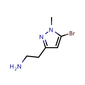 Chemical structure of 2-(5-bromo-1-methyl-pyrazol-3-yl)ethanamine , CAS 1557662-73-3, AChemBlock U133045