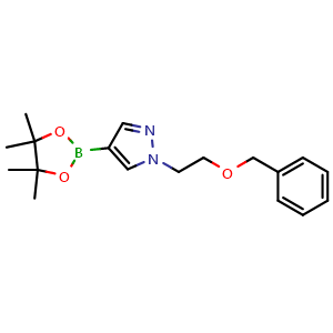 Chemical structure of 1-(2-benzyloxyethyl)-4-(4,4,5,5-tetramethyl-1,3,2-dioxaborolan-2-yl)pyrazole , CAS 1562305-15-0, AChemBlock U133048