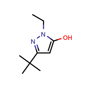 Chemical structure of 5-tert-butyl-2-ethyl-pyrazol-3-ol , CAS 1564794-29-1, AChemBlock U133050