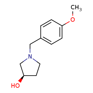 Chemical structure of (3R)-1-[(4-methoxyphenyl)methyl]pyrrolidin-3-ol , CAS 1567947-68-5, AChemBlock U133053