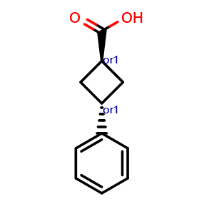 Chemical structure of trans-3-phenylcyclobutanecarboxylic acid , CAS 1570-98-5, AChemBlock U133056