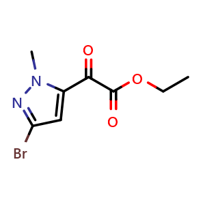 Chemical structure of ethyl 2-(5-bromo-2-methyl-pyrazol-3-yl)-2-oxo-acetate , CAS 1595111-53-7, AChemBlock U133061