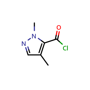 Chemical structure of 2,4-dimethylpyrazole-3-carbonyl chloride , CAS 160886-90-8, AChemBlock U133074