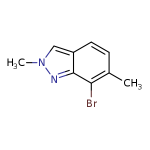 Chemical structure of 7-bromo-2,6-dimethyl-indazole , CAS 1628348-01-5, AChemBlock U133096