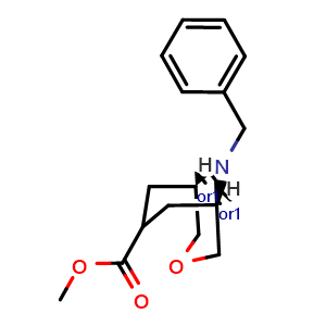 Chemical structure of methyl rel-(1S,5R)-9-benzyl-3-oxa-9-azabicyclo[3.3.1]nonane-7-carboxylate , CAS 2386954-47-6, AChemBlock U133112