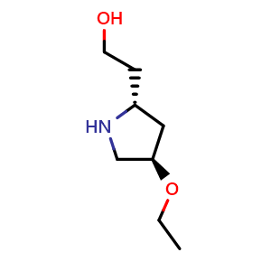 Chemical structure of 2-[(2R,4R)-4-ethoxypyrrolidin-2-yl]ethanol , CAS 1639886-58-0, AChemBlock U133119