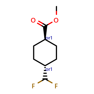 Chemical structure of methyl trans-4-(difluoromethyl)cyclohexanecarboxylate , CAS 1645564-06-2, AChemBlock U133123