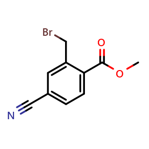 Chemical structure of Methyl 2-(bromomethyl)-4-cyanobenzoate , CAS 165111-46-6, AChemBlock U133125