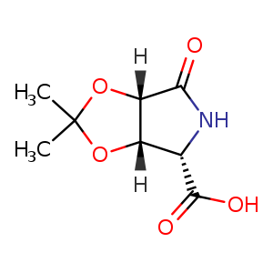 Chemical structure of (3aS,6S,6aS)-2,2-dimethyl-4-oxo-3a,5,6,6a-tetrahydro-[1,3]dioxolo[4,5-c]pyrrole-6-carboxylic acid , CAS 1654009-11-6, AChemBlock U133126