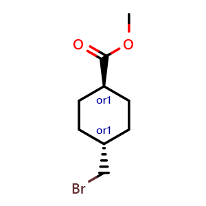Chemical structure of methyl trans-4-(bromomethyl)cyclohexanecarboxylate , CAS 167833-10-5, AChemBlock U133133