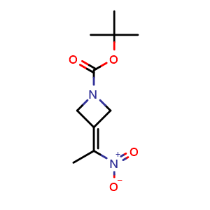 Chemical structure of tert-butyl 3-(1-nitroethylidene)azetidine-1-carboxylate , CAS 1679347-38-6, AChemBlock U133134