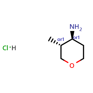 Chemical structure of trans-3-methyltetrahydropyran-4-amine hydrochloride , CAS 1682655-57-7, AChemBlock U133136