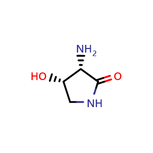 Chemical structure of (3S,4S)-3-amino-4-hydroxy-pyrrolidin-2-one , CAS 168695-94-1, AChemBlock U133138
