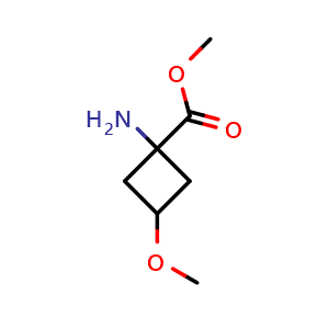 Chemical structure of methyl 1-amino-3-methoxy-cyclobutanecarboxylate , CAS 1696328-08-1, AChemBlock U133143