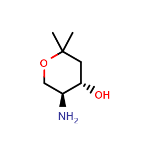 Chemical structure of (4S,5S)-5-amino-2,2-dimethyl-tetrahydropyran-4-ol , CAS 1707290-51-4, AChemBlock U133159