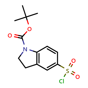 Chemical structure of tert-butyl 5-chlorosulfonylindoline-1-carboxylate , CAS 1710628-97-9, AChemBlock U133163