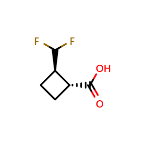 Chemical structure of (1R,2R)-2-(Difluoromethyl)cyclobutanecarboxylic acid , CAS 1773507-94-0, AChemBlock U133175