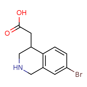 Chemical structure of 2-(7-bromo-1,2,3,4-tetrahydroisoquinolin-4-yl)acetic acid , CAS 1780050-66-9, AChemBlock U133182