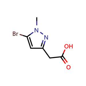 Chemical structure of 2-(5-bromo-1-methyl-pyrazol-3-yl)acetic acid , CAS 1780155-34-1, AChemBlock U133184