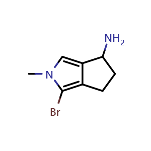 Chemical structure of 3-bromo-2-methyl-5,6-dihydro-4H-cyclopenta[c]pyrrol-6-amine , CAS 1780283-66-0, AChemBlock U133186