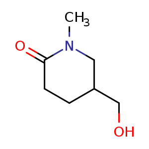 Chemical structure of 5-(hydroxymethyl)-1-methyl-piperidin-2-one , CAS 1780429-54-0, AChemBlock U133189