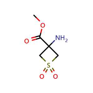 Chemical structure of methyl 3-amino-1,1-dioxo-thietane-3-carboxylate , CAS 1780720-71-9, AChemBlock U133195