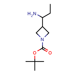 Chemical structure of tert-butyl 3-(1-aminopropyl)azetidine-1-carboxylate , CAS 1783350-33-3, AChemBlock U133217