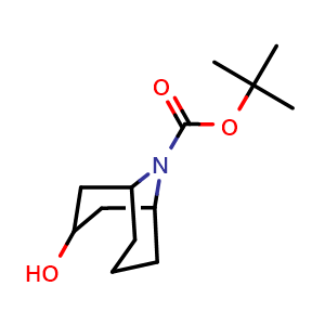 Chemical structure of tert-butyl 3-hydroxy-9-azabicyclo[3.3.1]nonane-9-carboxylate , CAS 1784033-85-7, AChemBlock U133225