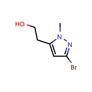 Chemical structure of 2-(5-bromo-2-methyl-pyrazol-3-yl)ethanol , CAS 1785612-33-0, AChemBlock U133239