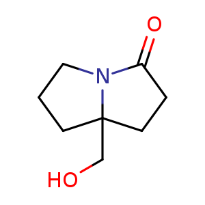 Chemical structure of Hexahydro-7a-(hydroxymethyl)-3H-pyrrolizin-3-one , CAS 1788873-54-0, AChemBlock U133242