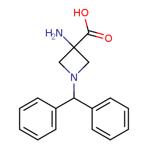Chemical structure of 3-amino-1-benzhydryl-azetidine-3-carboxylic acid , CAS 1798807-44-9, AChemBlock U133251
