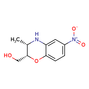 Chemical structure of [cis-3-methyl-6-nitro-3,4-dihydro-2H-1,4-benzoxazin-2-yl]methanol , CAS 1799542-94-1, AChemBlock U133260