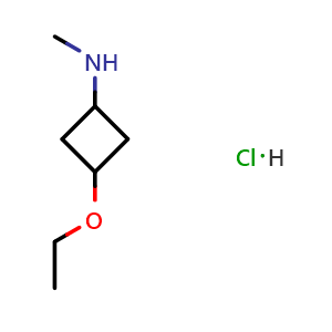 Chemical structure of 3-ethoxy-N-methyl-cyclobutanamine hydrochloride , CAS 1803590-22-8, AChemBlock U133278