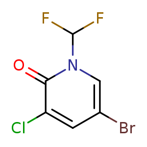 Chemical structure of 5-bromo-3-chloro-1-(difluoromethyl)pyridin-2-one , CAS 1803601-66-2, AChemBlock U133280