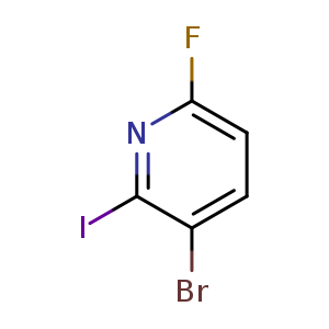 Chemical structure of 3-bromo-6-fluoro-2-iodo-pyridine , CAS 1805937-15-8, AChemBlock U133286
