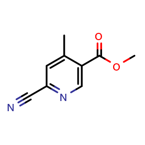 Chemical structure of methyl 6-cyano-4-methyl-pyridine-3-carboxylate , CAS 1806328-86-8, AChemBlock U133288