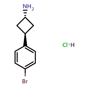 Chemical structure of trans-3-(4-bromophenyl)cyclobutanamine hydrochloride , CAS 1807896-07-6, AChemBlock U133291