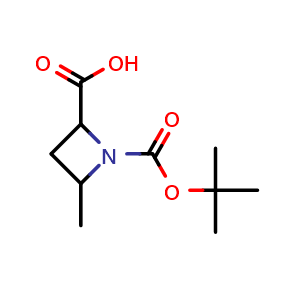 Chemical structure of 1-tert-butoxycarbonyl-4-methyl-azetidine-2-carboxylic acid , CAS 1822530-58-4, AChemBlock U133304
