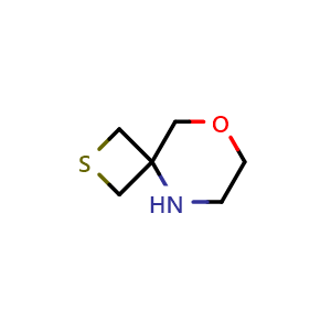 Chemical structure of 8-Oxa-2-thia-5-azaspiro[3.5]nonane , CAS 1823359-46-1, AChemBlock U133314