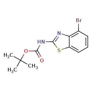 Chemical structure of tert-butyl N-(4-bromo-1,3-benzothiazol-2-yl)carbamate , CAS 1823565-33-8, AChemBlock U133317