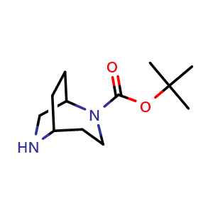 Chemical structure of tert-butyl 2,6-diazabicyclo[3.2.2]nonane-2-carboxylate , CAS 1823801-34-8, AChemBlock U133319
