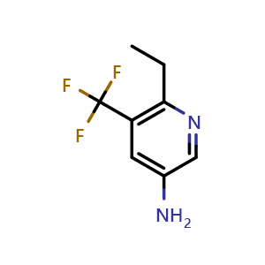 Chemical structure of 6-ethyl-5-(trifluoromethyl)pyridin-3-amine , CAS 1824097-60-0, AChemBlock U133324