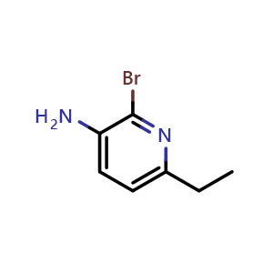 Chemical structure of 2-bromo-6-ethyl-pyridin-3-amine , CAS 1824109-27-4, AChemBlock U133327
