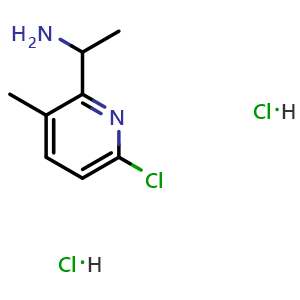 Chemical structure of 1-(6-chloro-3-methyl-2-pyridyl)ethanamine dihydrochloride , CAS 1824288-15-4, AChemBlock U133337