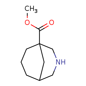 Chemical structure of methyl 3-azabicyclo[3.3.1]nonane-1-carboxylate , CAS 1824337-31-6, AChemBlock U133343