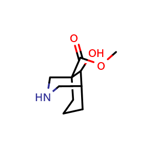 Chemical structure of methyl 9-hydroxy-3-azabicyclo[3.3.1]nonane-1-carboxylate , CAS 1824500-28-8, AChemBlock U133349