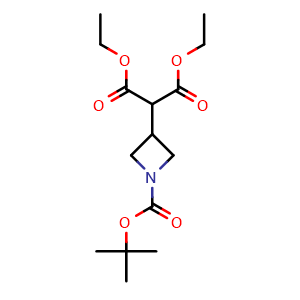 Chemical structure of diethyl 2-(1-tert-butoxycarbonylazetidin-3-yl)propanedioate , CAS 183062-95-5, AChemBlock U133354