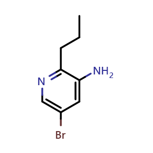 Chemical structure of 5-bromo-2-propyl-pyridin-3-amine , CAS 1849364-64-2, AChemBlock U133358