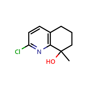 Chemical structure of 2-chloro-8-methyl-6,7-dihydro-5H-quinolin-8-ol , CAS 1864774-51-5, AChemBlock U133373